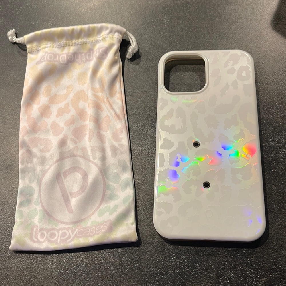 Iridescent Leopard IPhone 12 Pro Max loopy case NO LOOP
